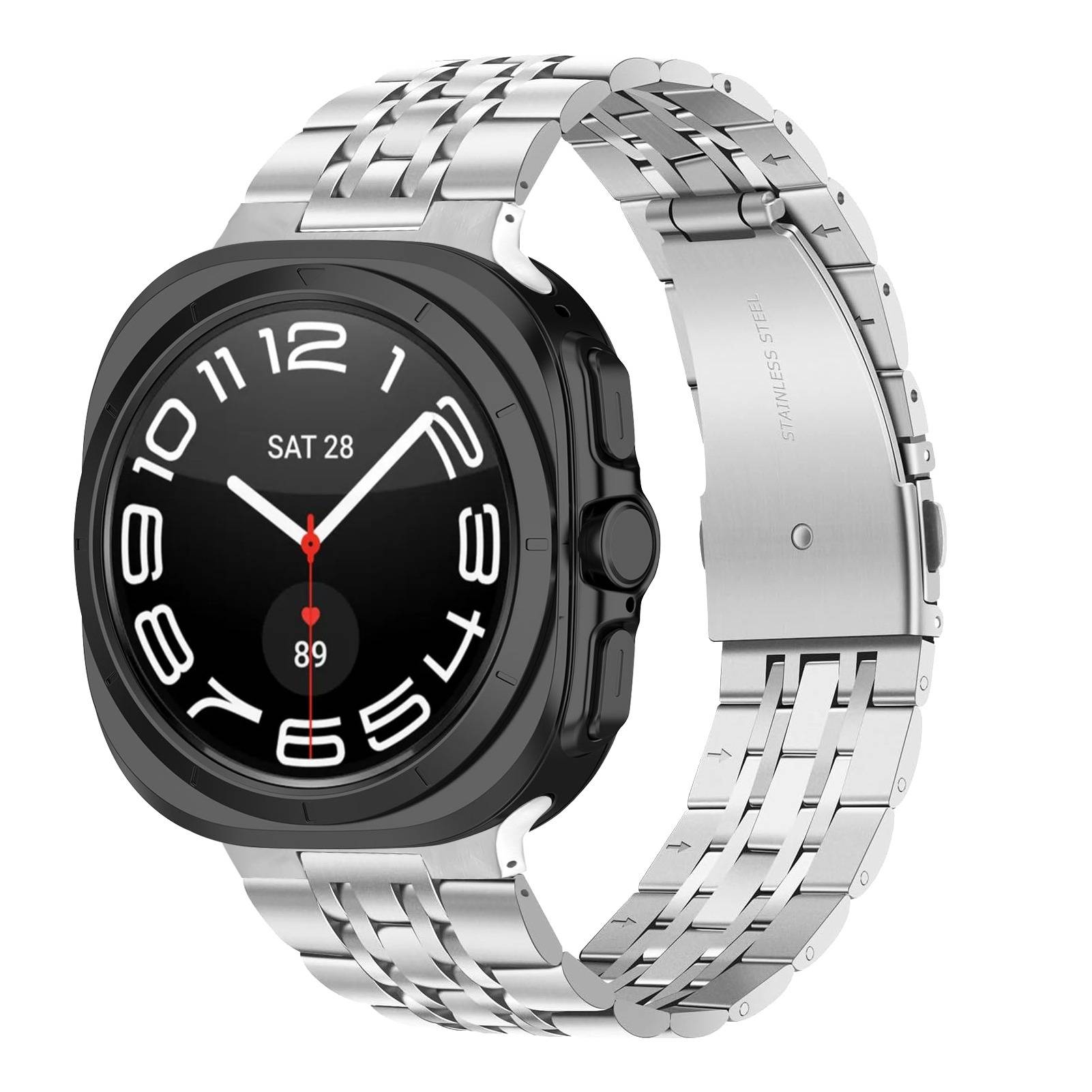 Kompatibel mit Samsung Galaxy Watch 8/Ultra 2 Edelstahlarmband Silver