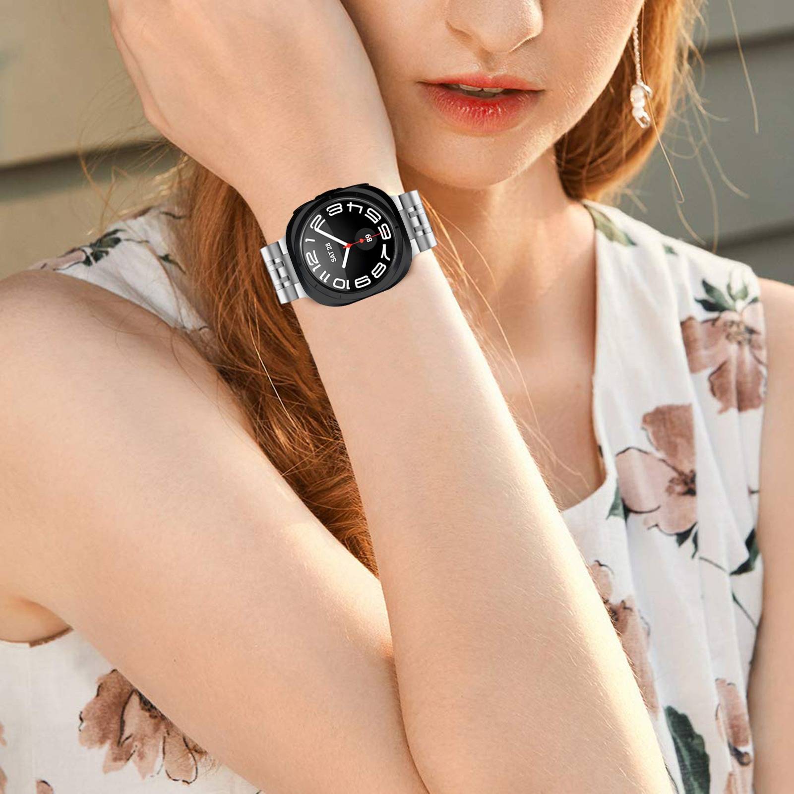 Kompatibel mit Samsung Galaxy Watch 8/Ultra 2 Edelstahlarmband Silver