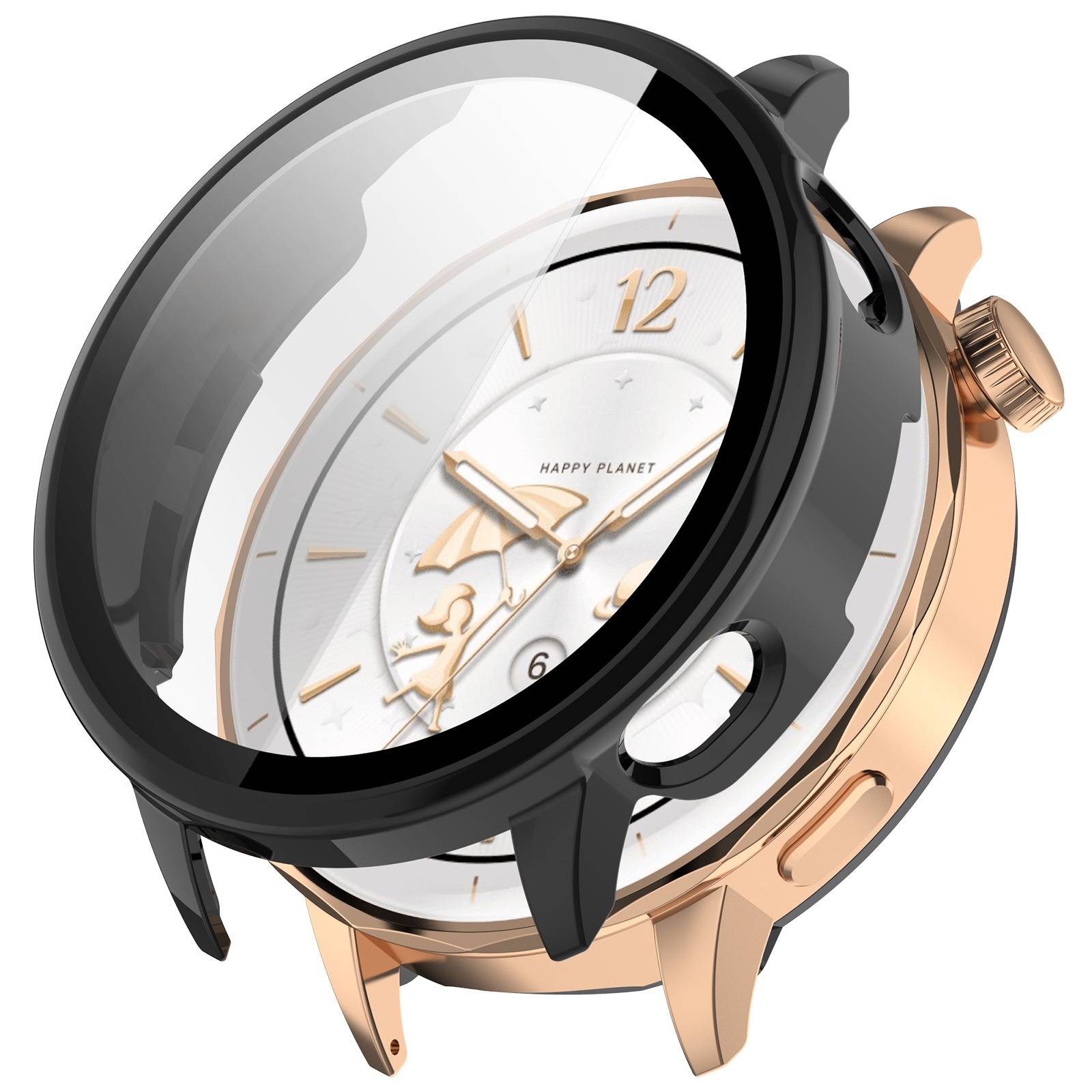 Schutzhülle mit Displayschutzfolie kompatibel mit OnePlus Watch 3 43mm - Schwarz