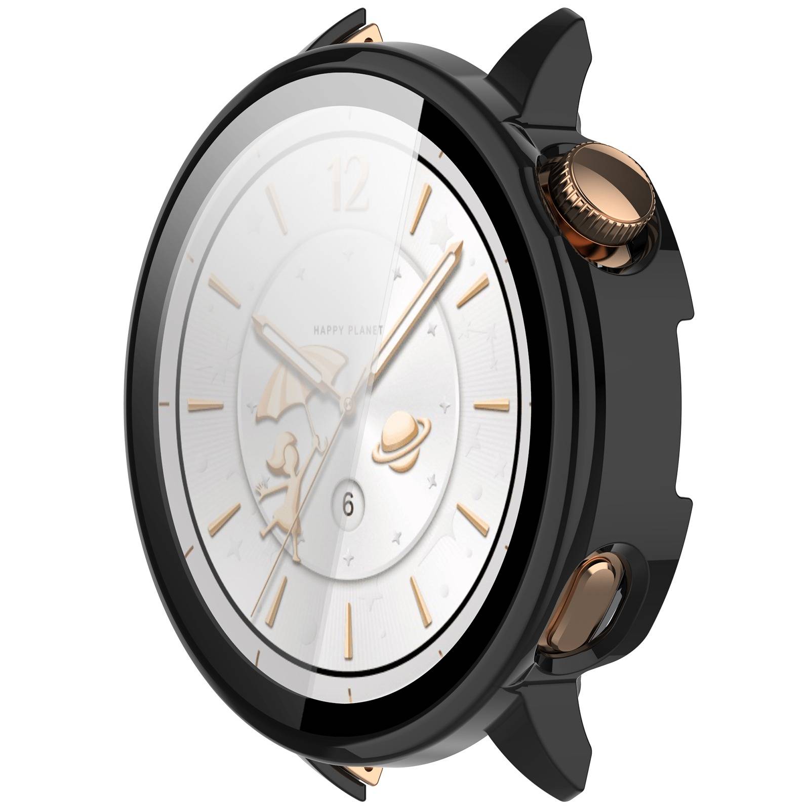 Schutzhülle mit Displayschutzfolie kompatibel mit OnePlus Watch 3 43mm - Schwarz