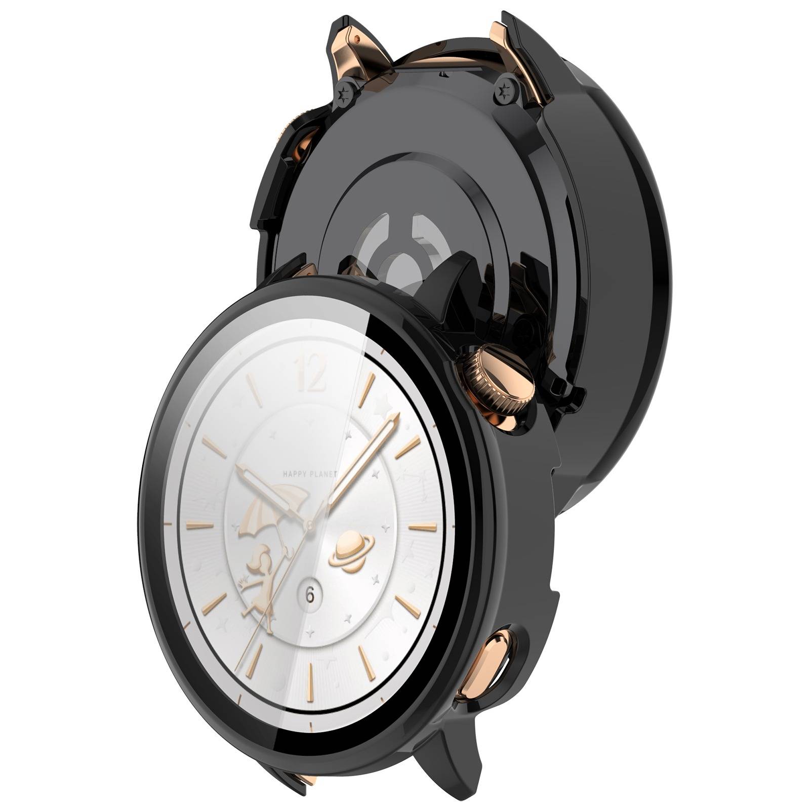 Schutzhülle mit Displayschutzfolie kompatibel mit OnePlus Watch 3 43mm - Schwarz