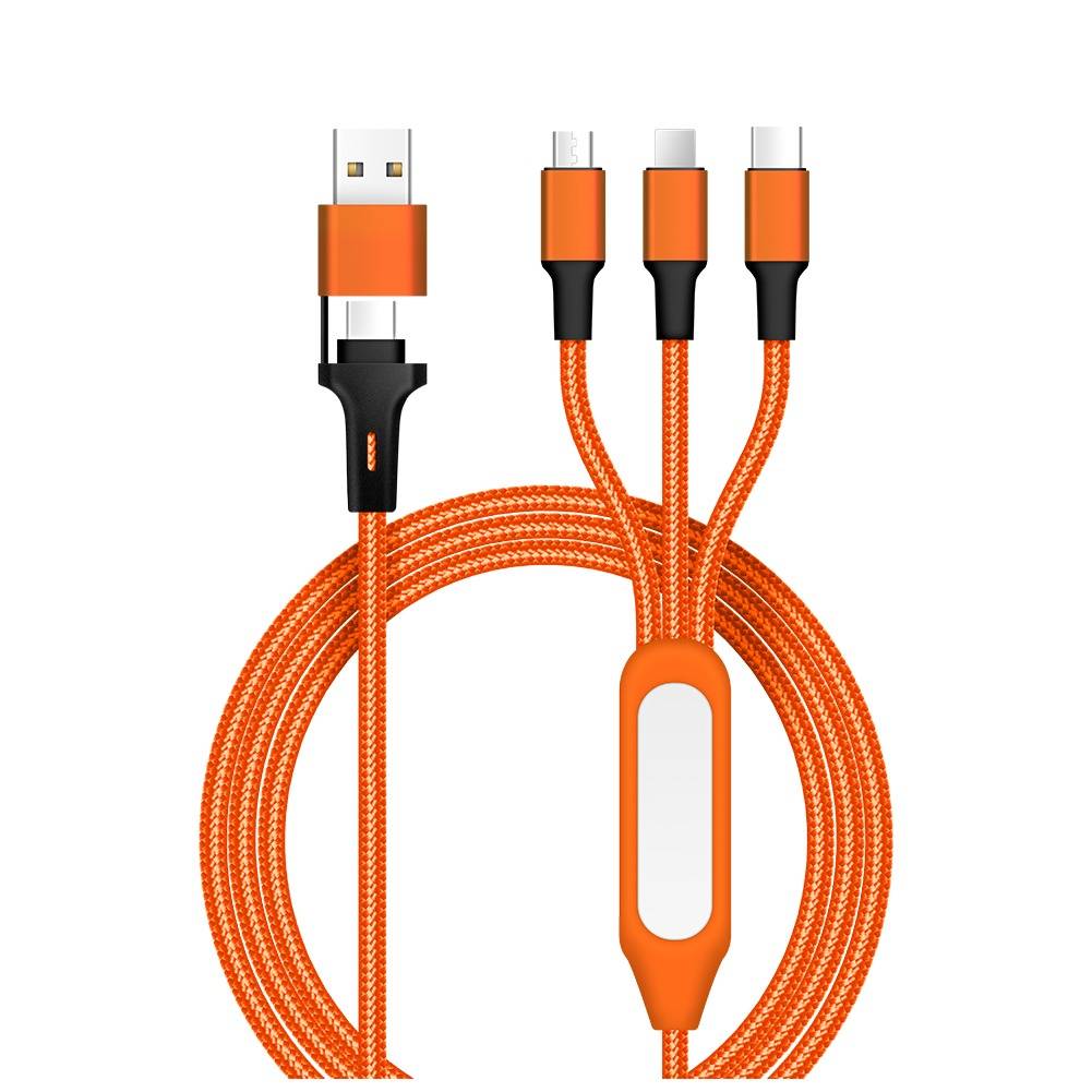 5-in-1 LED-Nachtlicht Geflochtenes Ladekabel – USB/OTG/Type-C/iOS/Android Orange