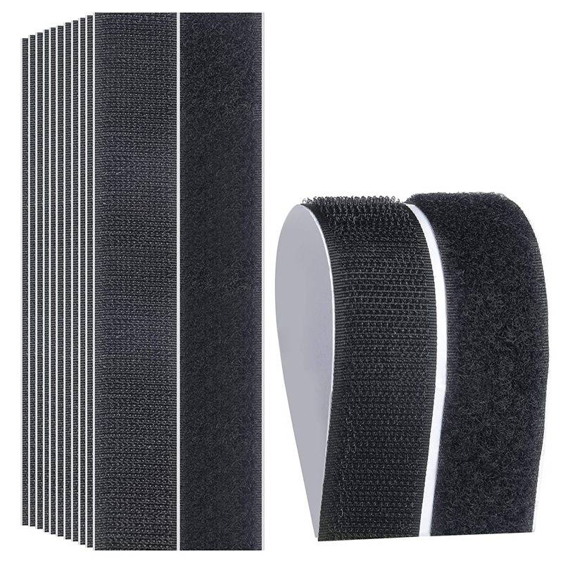 Selbstklebendes Klettband – 50 Paare, Stark haftende Rückseite Black