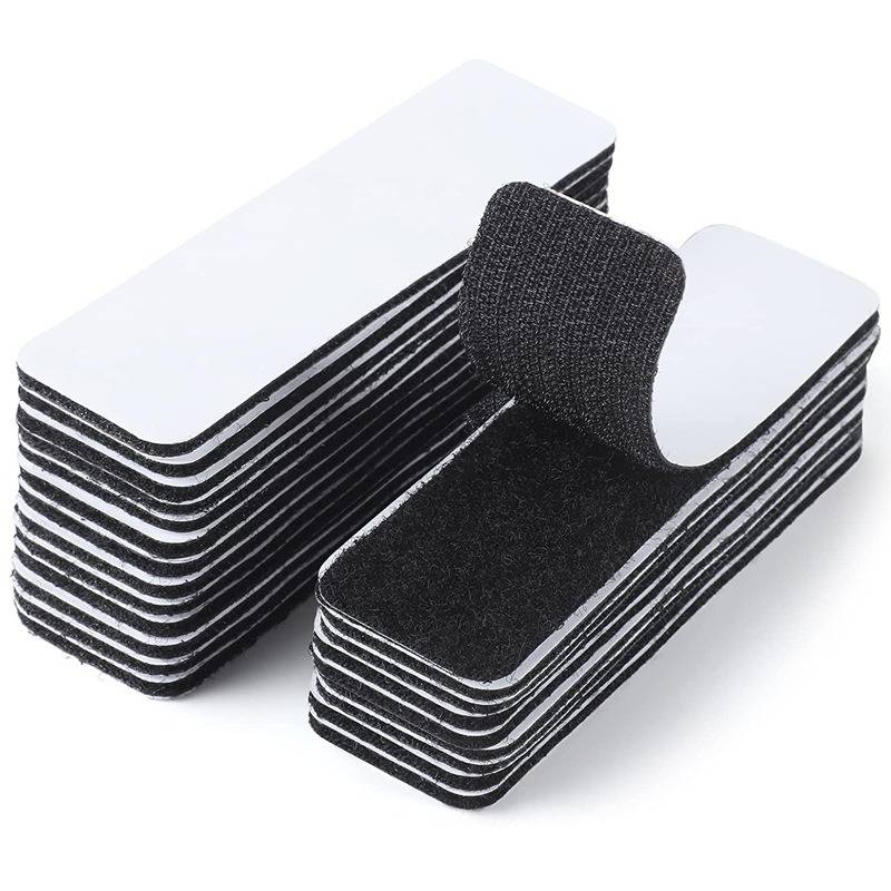 Selbstklebendes Klettband – 50 Paare, Stark haftende Rückseite Black