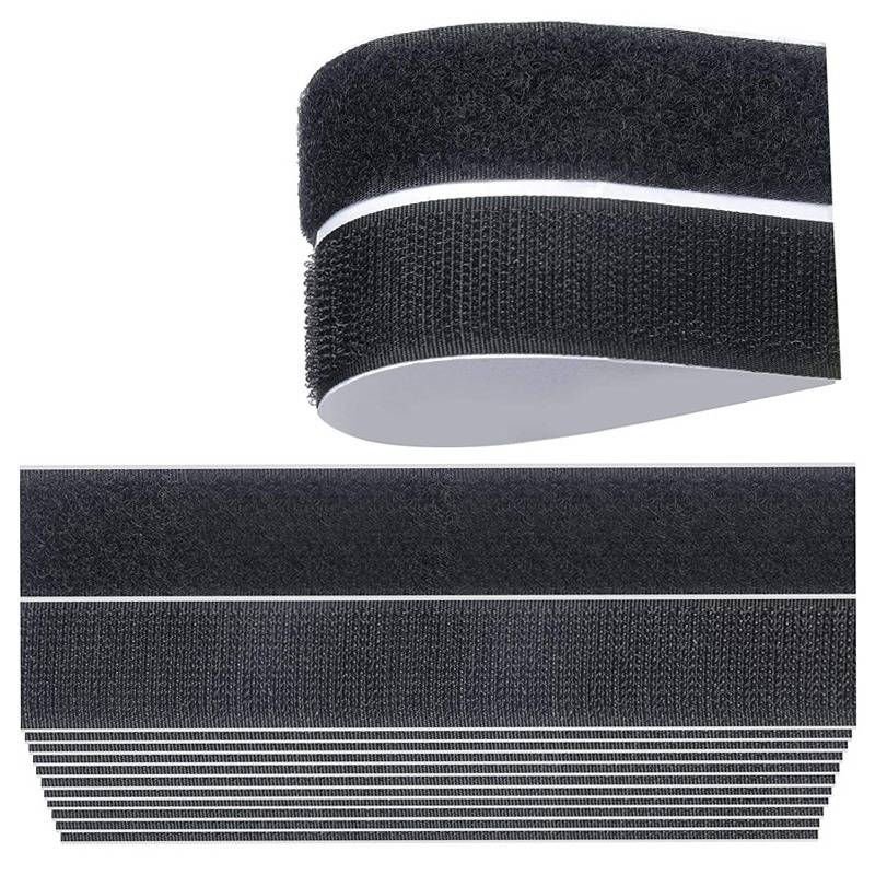 Selbstklebendes Klettband – 50 Paare, Stark haftende Rückseite Black