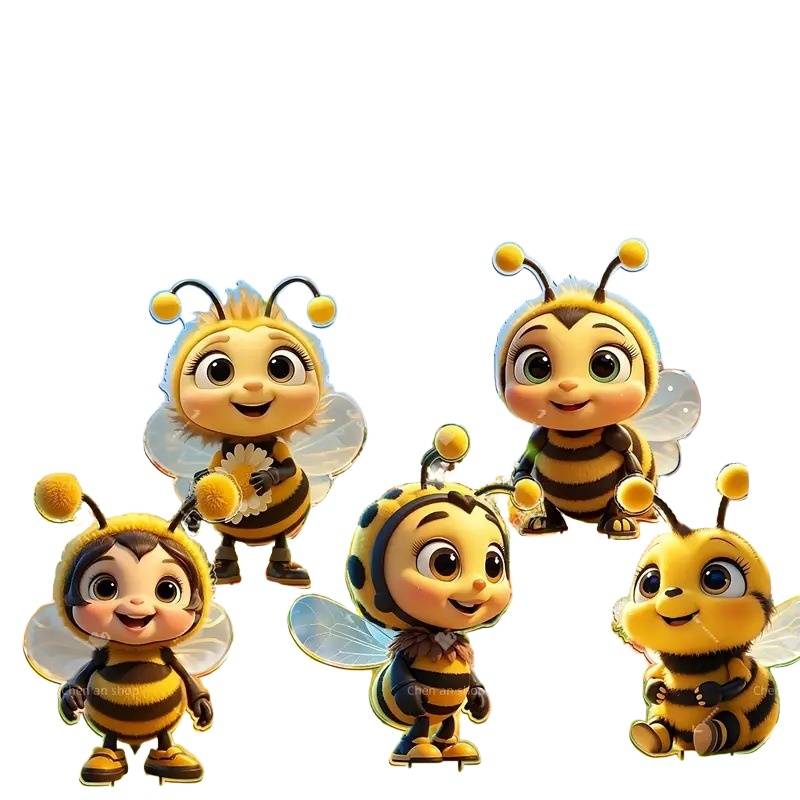 5er-Set Bienenornamente, 2D-Flachanhänger aus Acryl, Geschenke mit Bienenmotiv