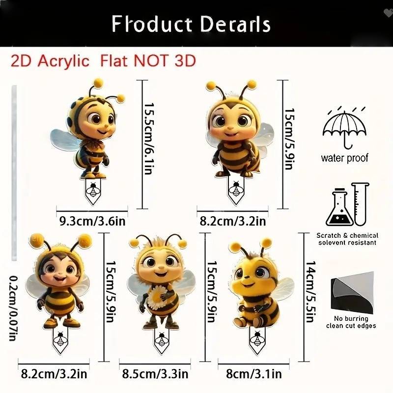 5er-Set Bienenornamente, 2D-Flachanhänger aus Acryl, Geschenke mit Bienenmotiv