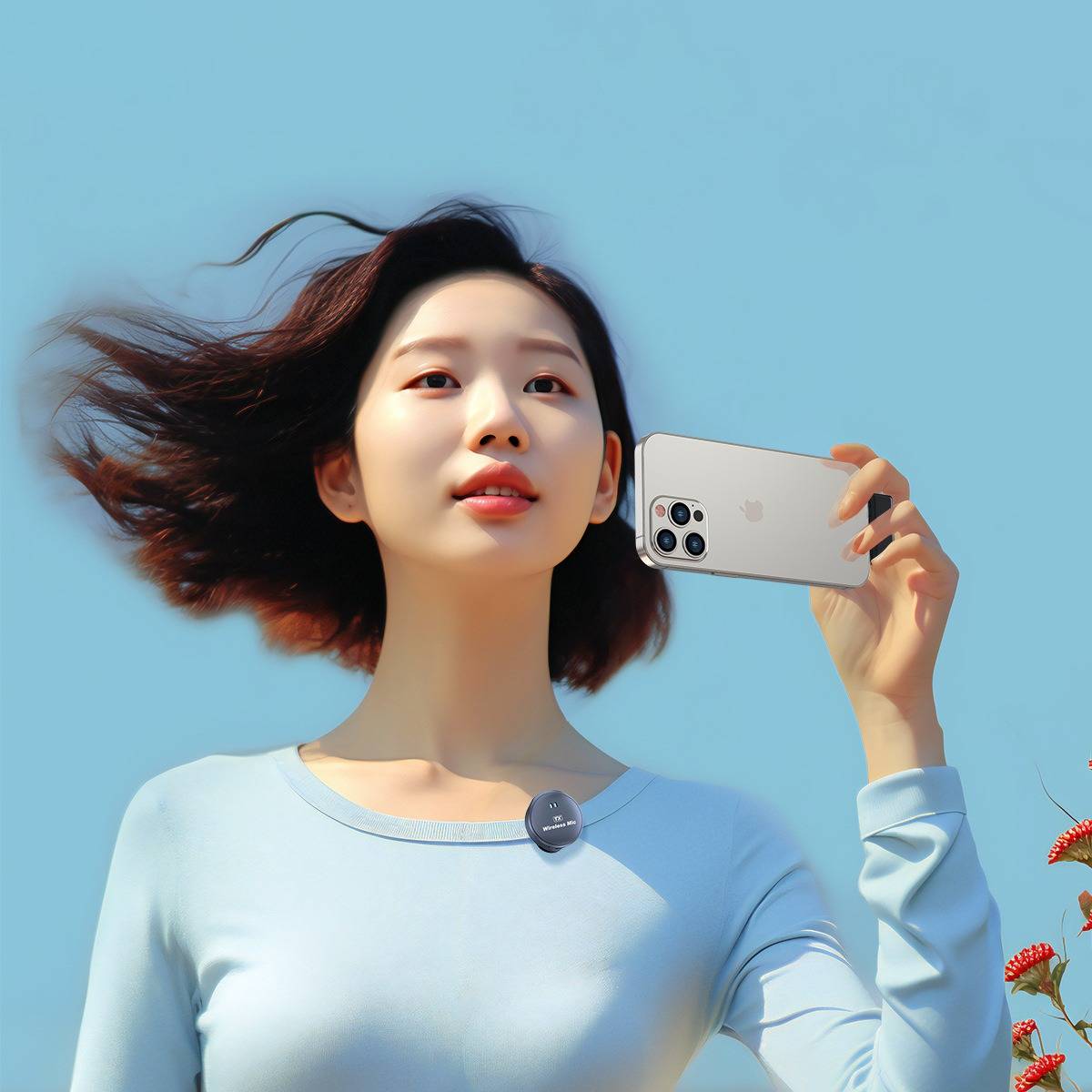 Kabelloses Lavalier-Mikrofon mit LED-Display, Dual-Mikrofon-System, Typ-C-Schnittstelle