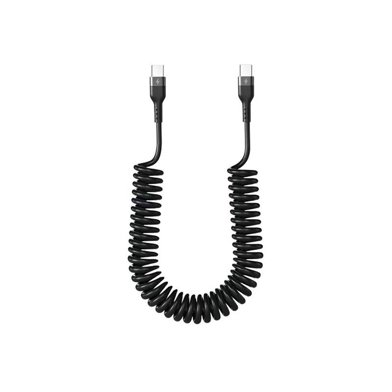 Type-C auf Type-C 2M Feder-Einziehkabel 5A Schnellladekabel kompatibel mit Huawei, Apple, Android