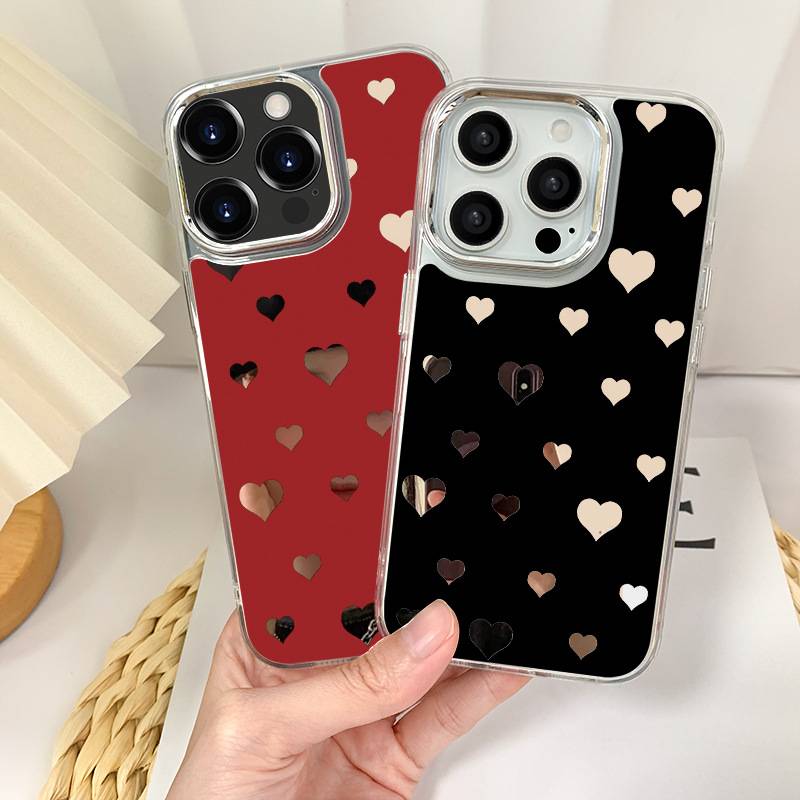 Verspiegeltes Handyhülle - Herzdesign für iPhone 16 Pro Max
