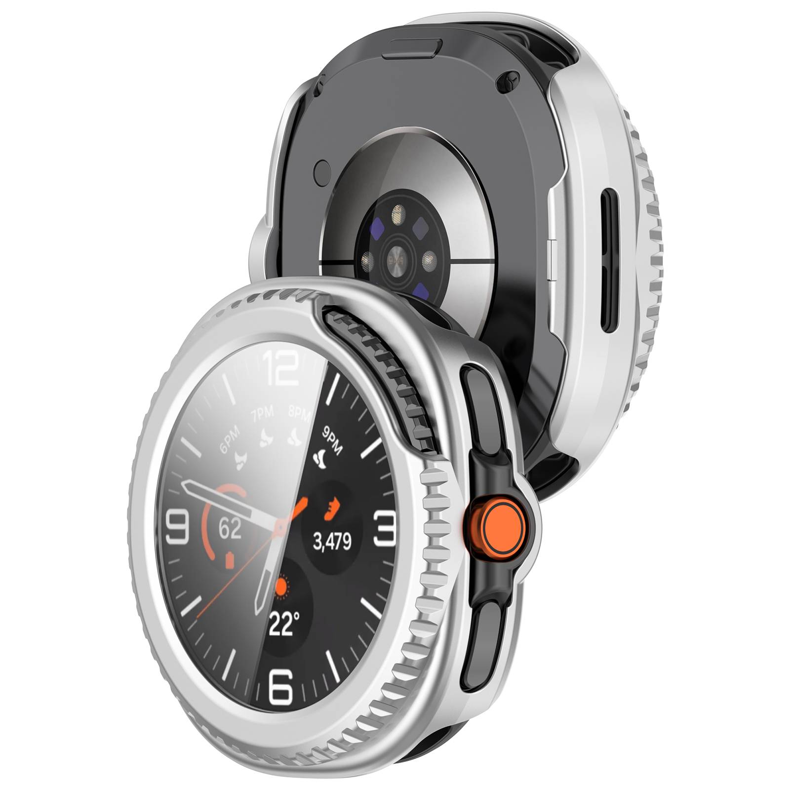 Stilvolles Etui für Samsung Watch Ultra2 & Watch8 Classic Silver