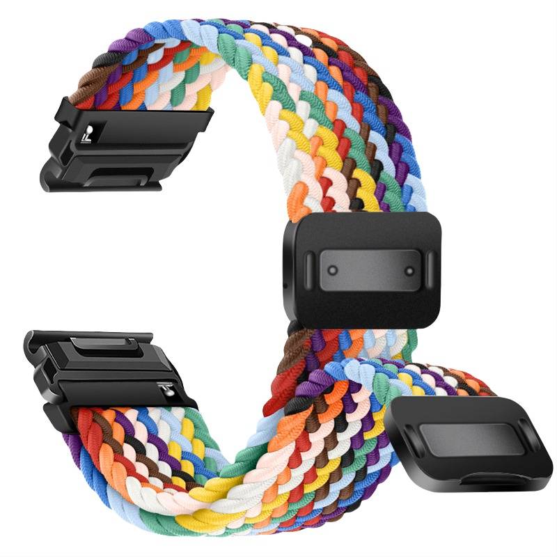 Schnellverschluss Magnetisches Elastisches Nylon Geflochtenes Armband Kompatibel mit Garmin Fenix Serie Multicolor2 20 mm
