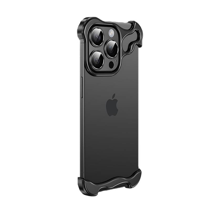 Einzigartige Metallrahmenhülle + Objektivfolie für iPhone 14 Pro Max Black
