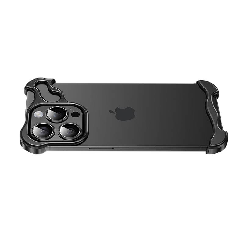 Einzigartige Metallrahmenhülle + Objektivfolie für iPhone 14 Pro Max Black