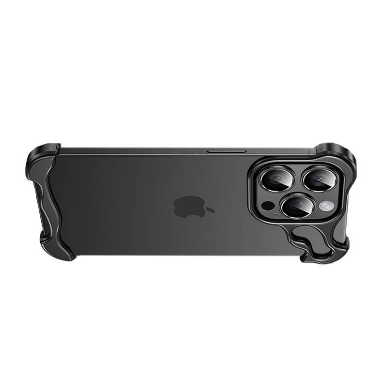 Einzigartige Metallrahmenhülle + Objektivfolie für iPhone 14 Pro Max Black