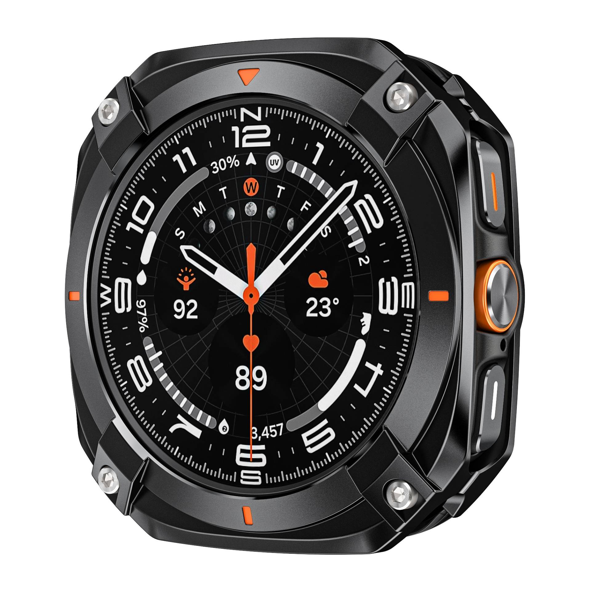 Cyber Hollow Schutzgehäuse kompatibel mit Samsung Ultra und Samsung Galaxy Watch7 – Robustes Zinklegierung + PC Material, Mehrfarbige Auswahl Black