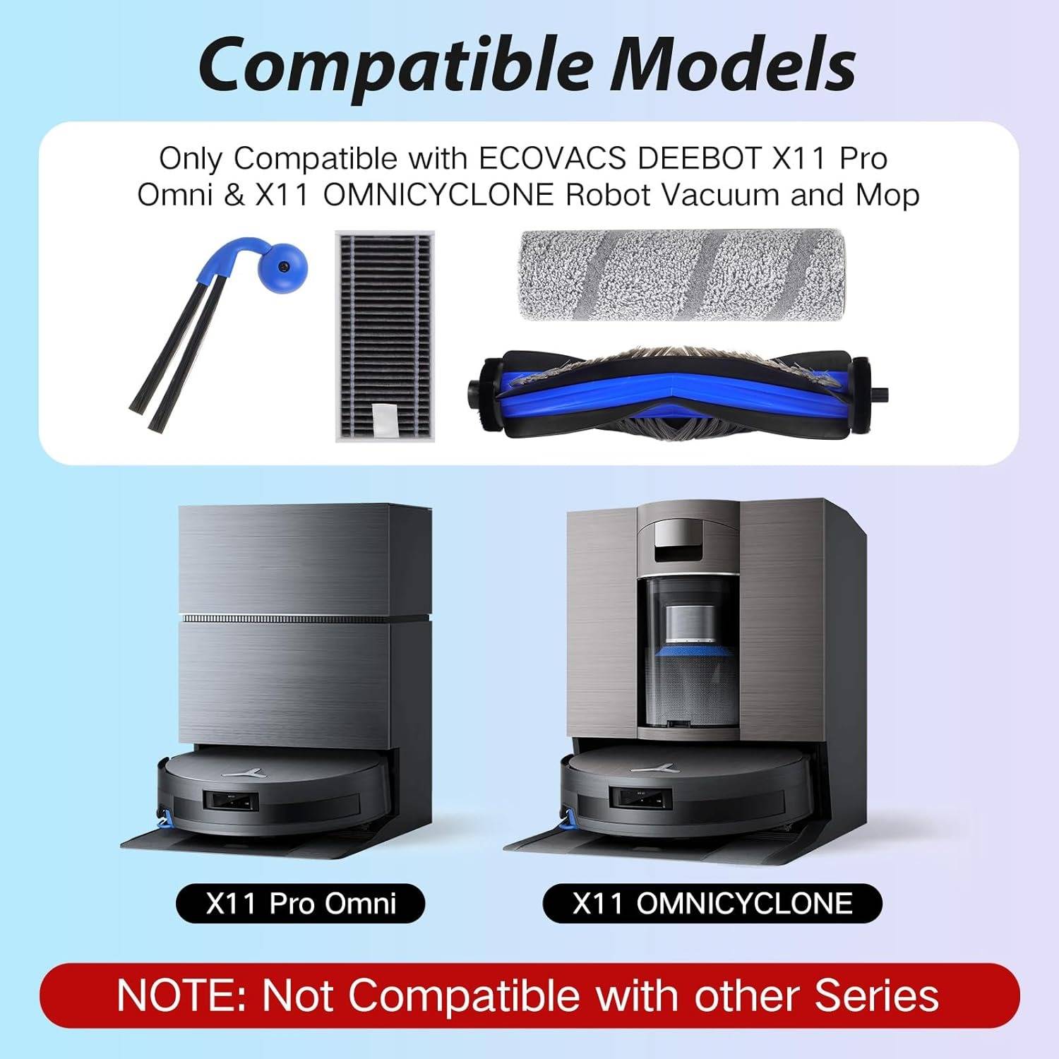 Ersatzteil-Set kompatibel mit Ecovacs Deebot X1 Pro/X11 OMNI Staubsaugerroboter
