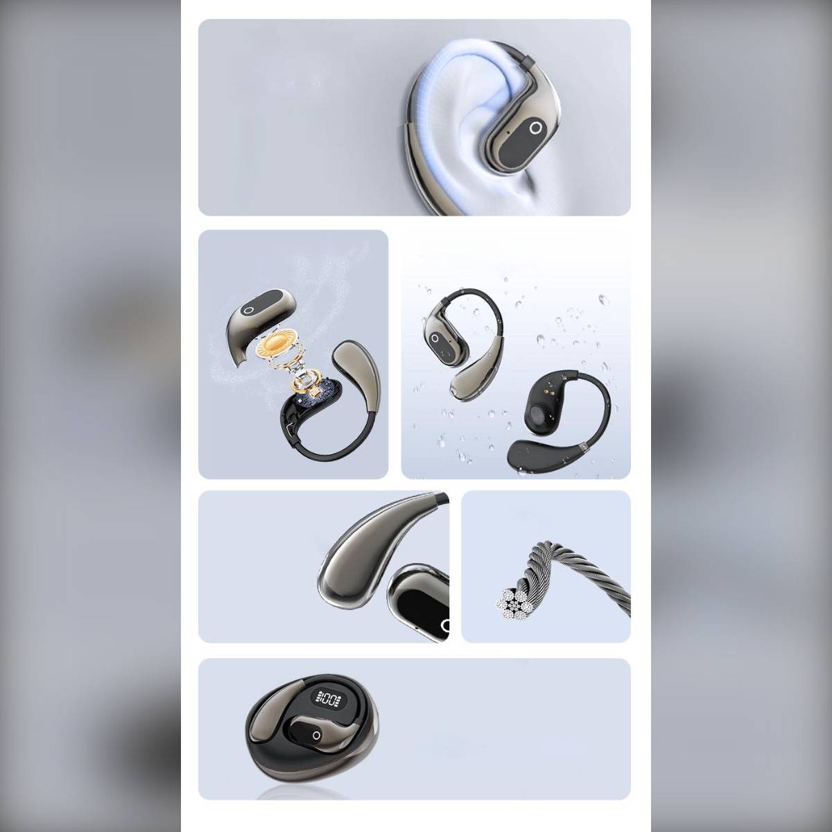 Smarte KI Übersetzungs-Bluetooth-Ohrhörer - Echtzeit-Übersetzung in 156 Sprachen, kompatibel mit allen Bluetooth-Geräten Black