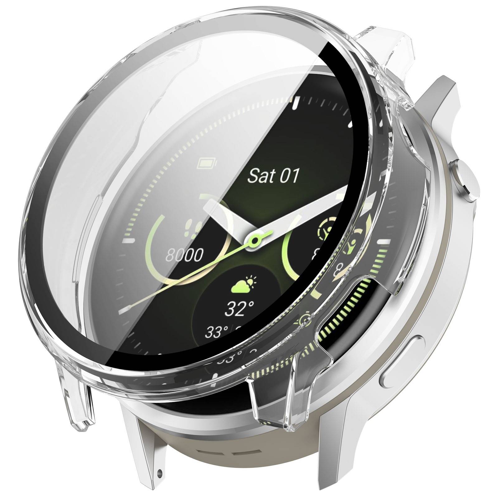 Klare PC-Hülle mit Displayschutzfolie aus gehärtetem Glas, kompatibel mit Garmin Venu 4 (45mm)
