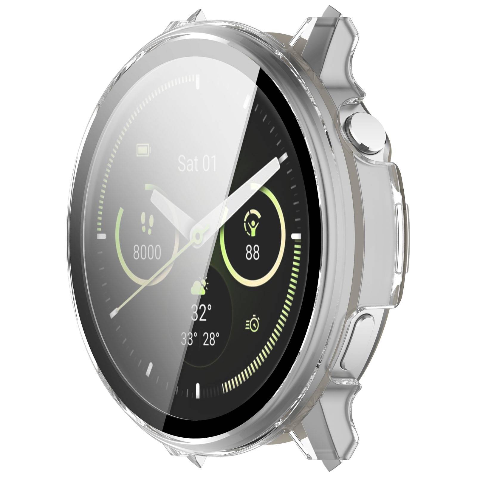 Klare PC-Hülle mit Displayschutzfolie aus gehärtetem Glas, kompatibel mit Garmin Venu 4 (45mm)
