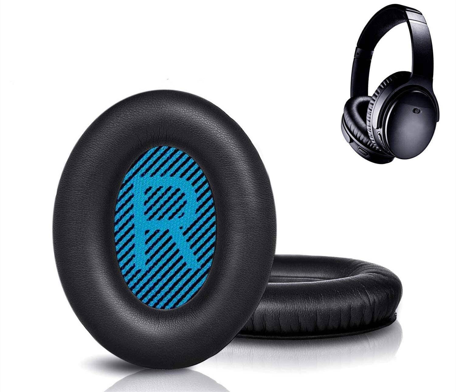 Ohrpolster für Bose QC 35/25/15 Kopfhörer 1 Paar Black+Blue