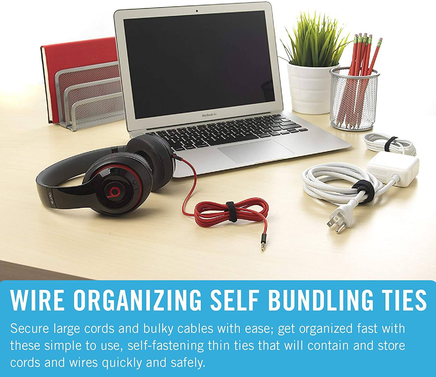 Kabelbinder mit Klettverschluss 100er Pack Schwarz