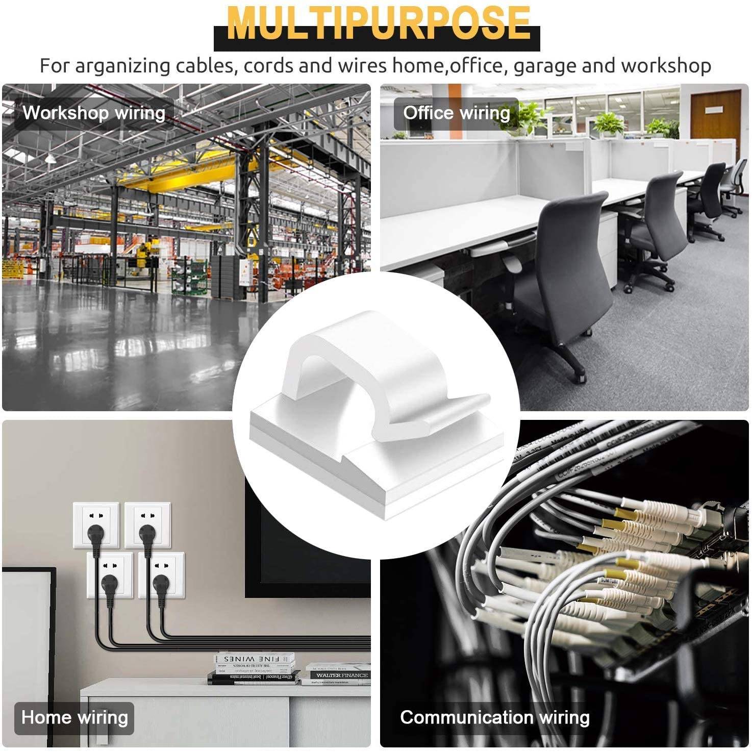 Selbstklebende Kabelhalter 50er-Pack White