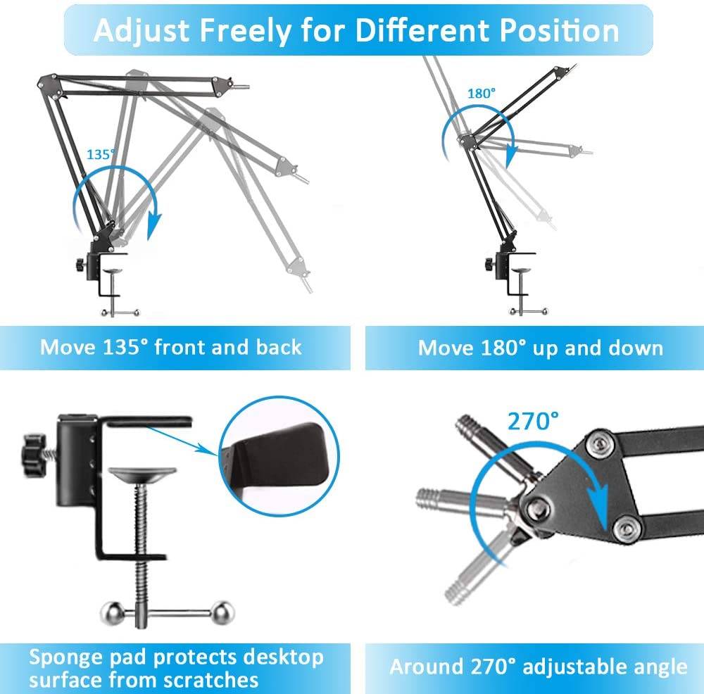 Einstellbarer Mikrofonarm Schwarz