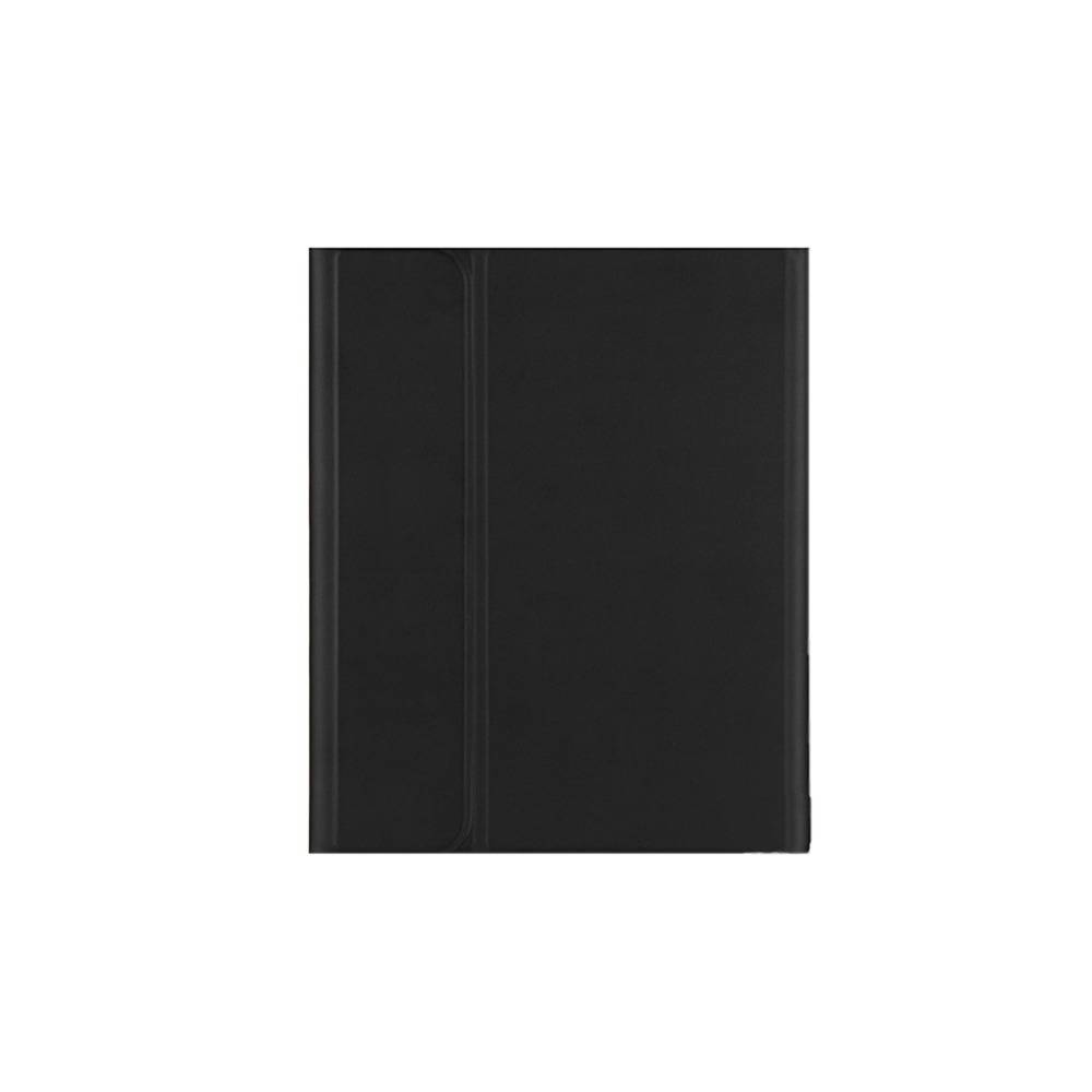 Ein geschlossenes schwarzes Buch mit schlichtem Einband, von oben betrachtet, auf weißem Hintergrund.