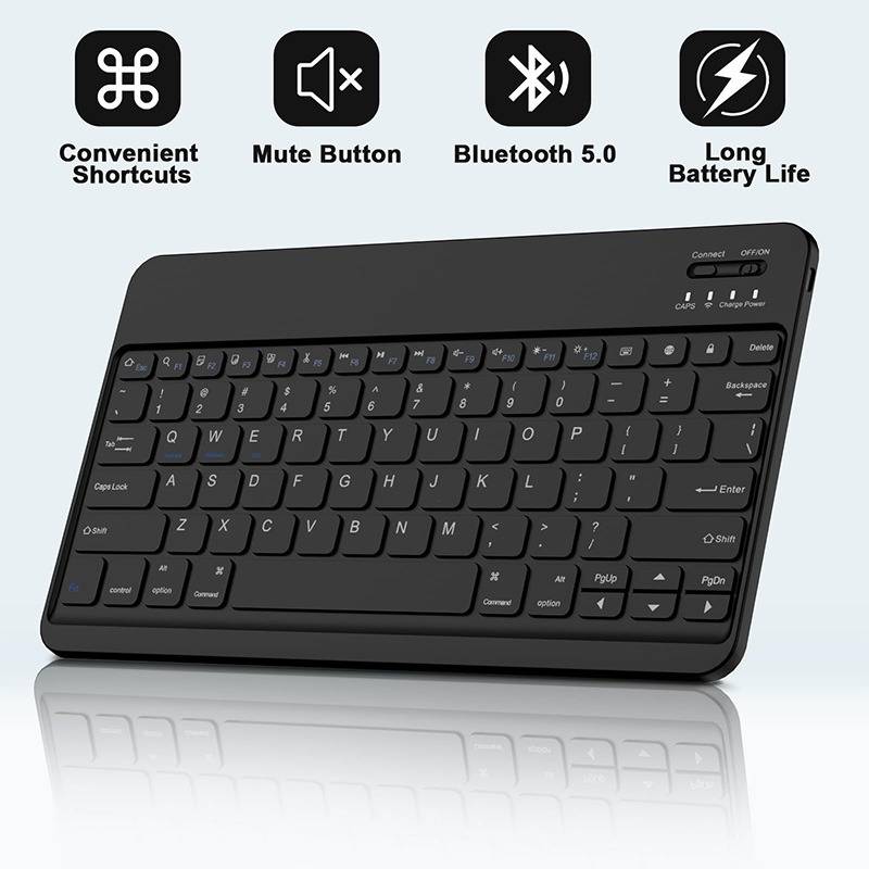 Bluetooth-Tastaturhülle + Tastatur kompatibel mit Samsung Galaxy Tab A9+ 2023 (11 Zoll) - Schwarz