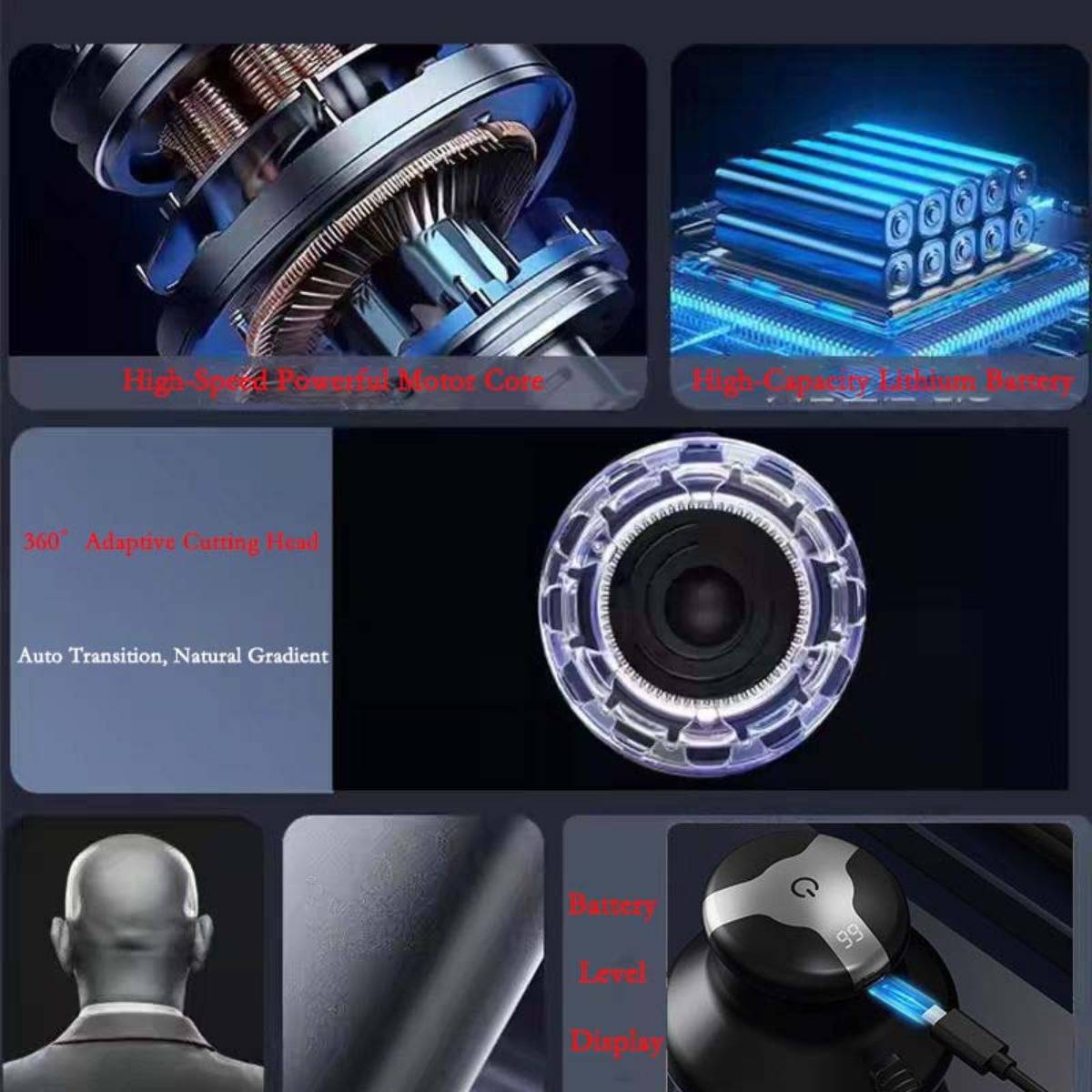 UFO Elektrischer Haarschneider für Männer – Edelstahlklingen, Einstellbare Länge