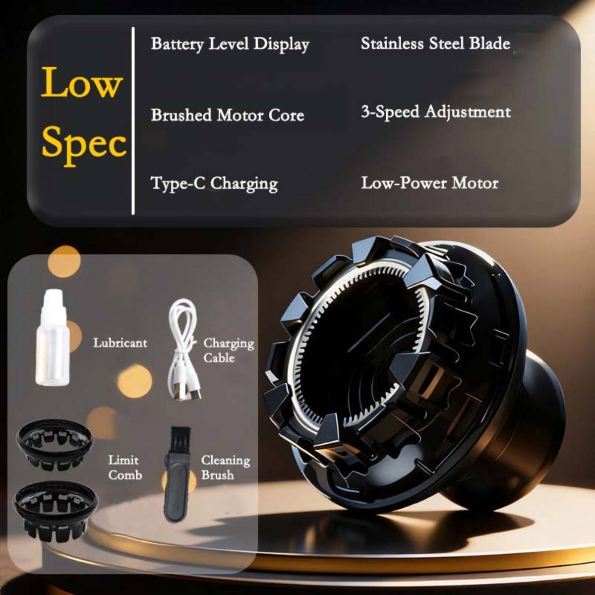 UFO Elektrischer Haarschneider für Männer – Edelstahlklingen, Einstellbare Länge