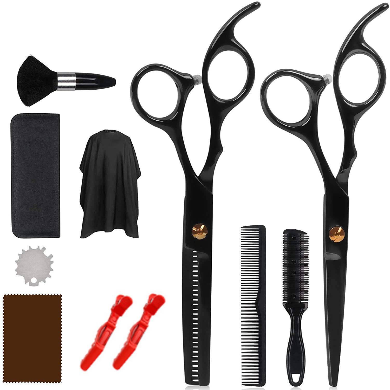 Friseurset mit Schere, Kämmen, Spangen, Umhang 11 Teile
