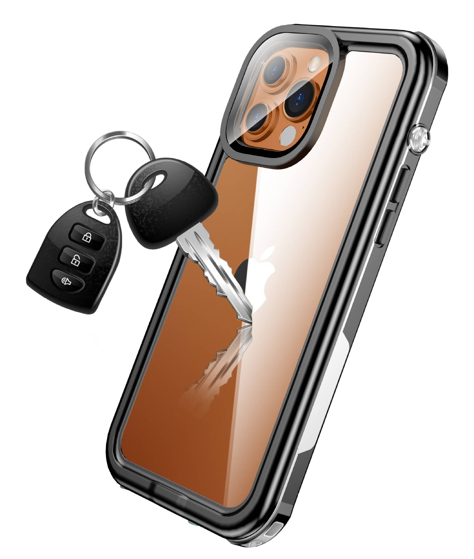 wasserdichte Hülle für iPhone 13/13 Pro schwarz / grau