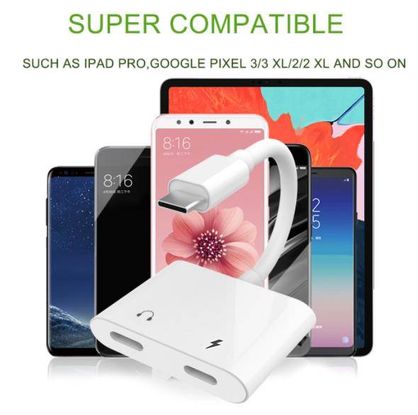 USB-C 2-in-1-Adapter für Kopfhörer und Laden