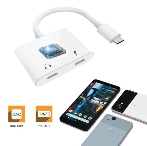 USB-C 2-in-1-Adapter für Kopfhörer und Laden