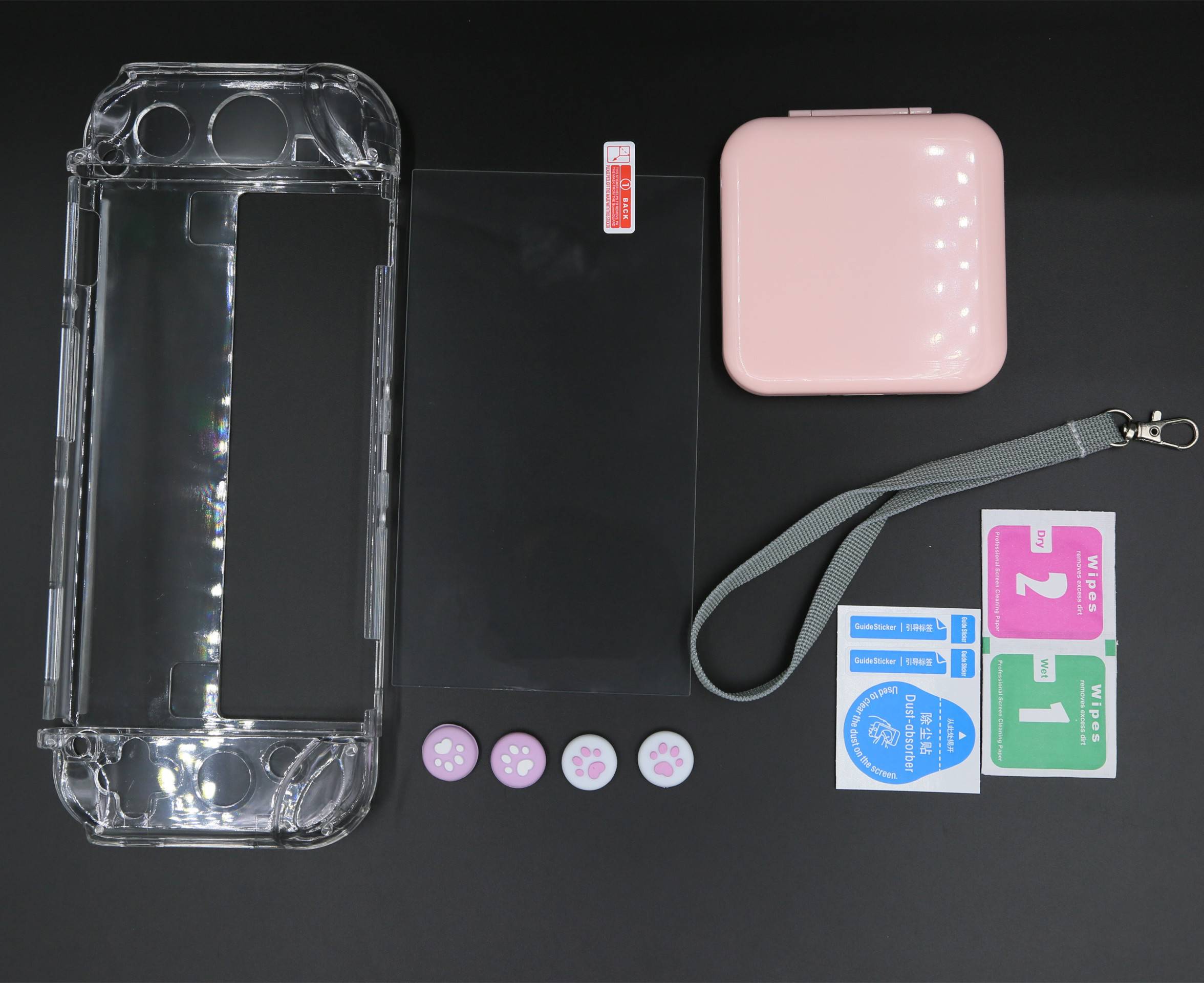 Switch OLED Etui mit Zubehör Rosa / Blau 8 Teile