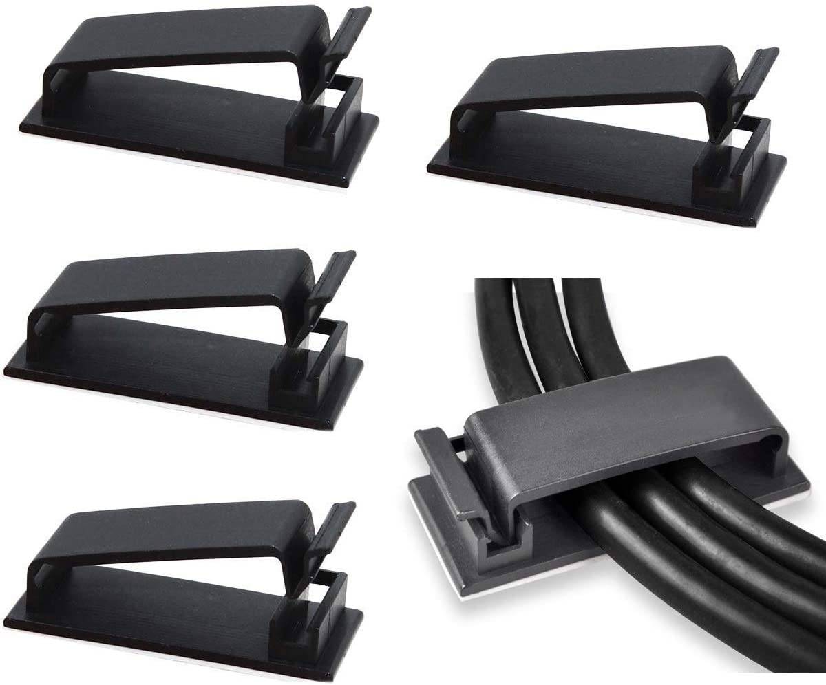 Selbstklebender Kabelhalter für mehrere Kabel 10er-Pack Schwarz