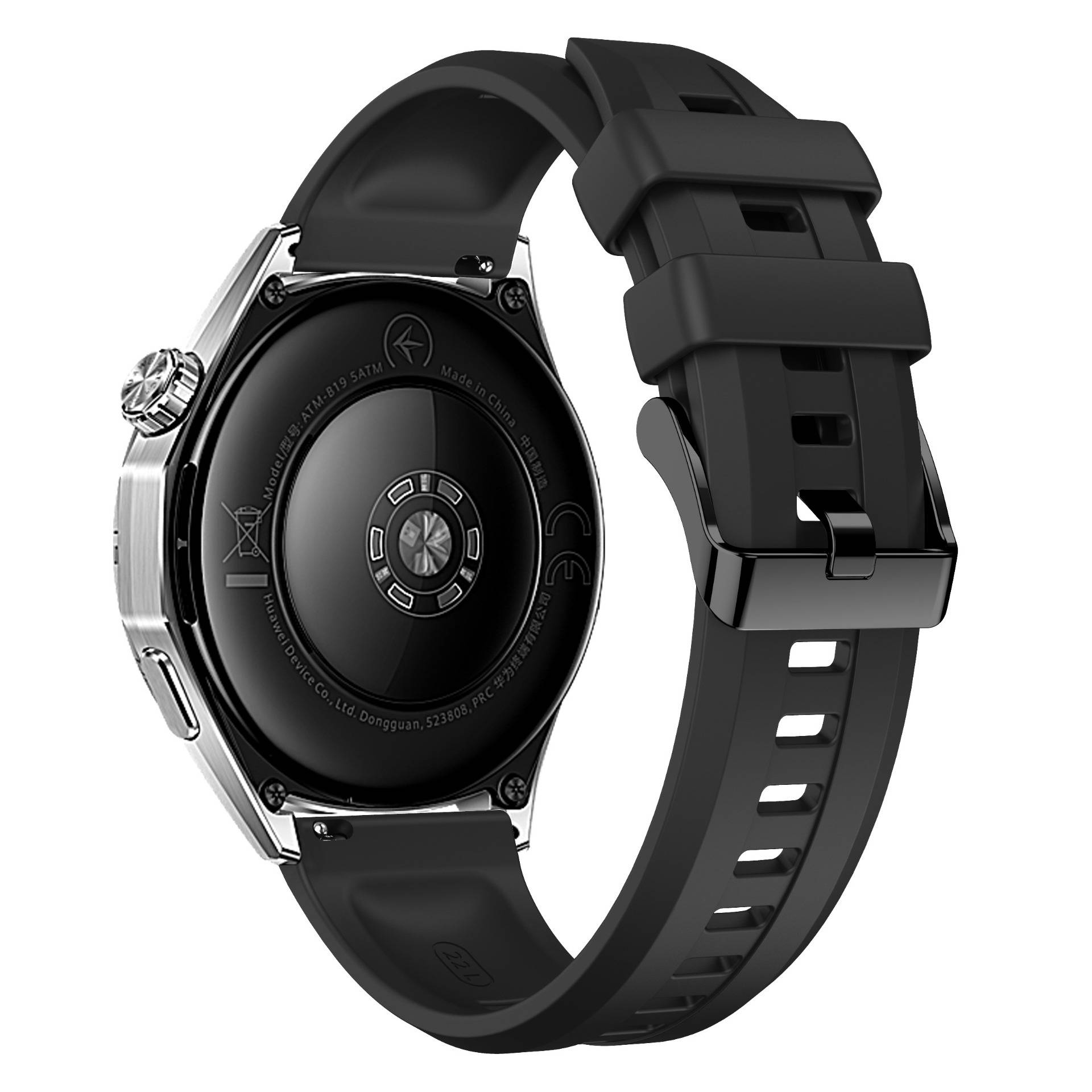 Sportliches Silikon-Ersatzarmband kompatibel mit Huawei GT6 – Weich, flexibel und einfach zu installieren Black