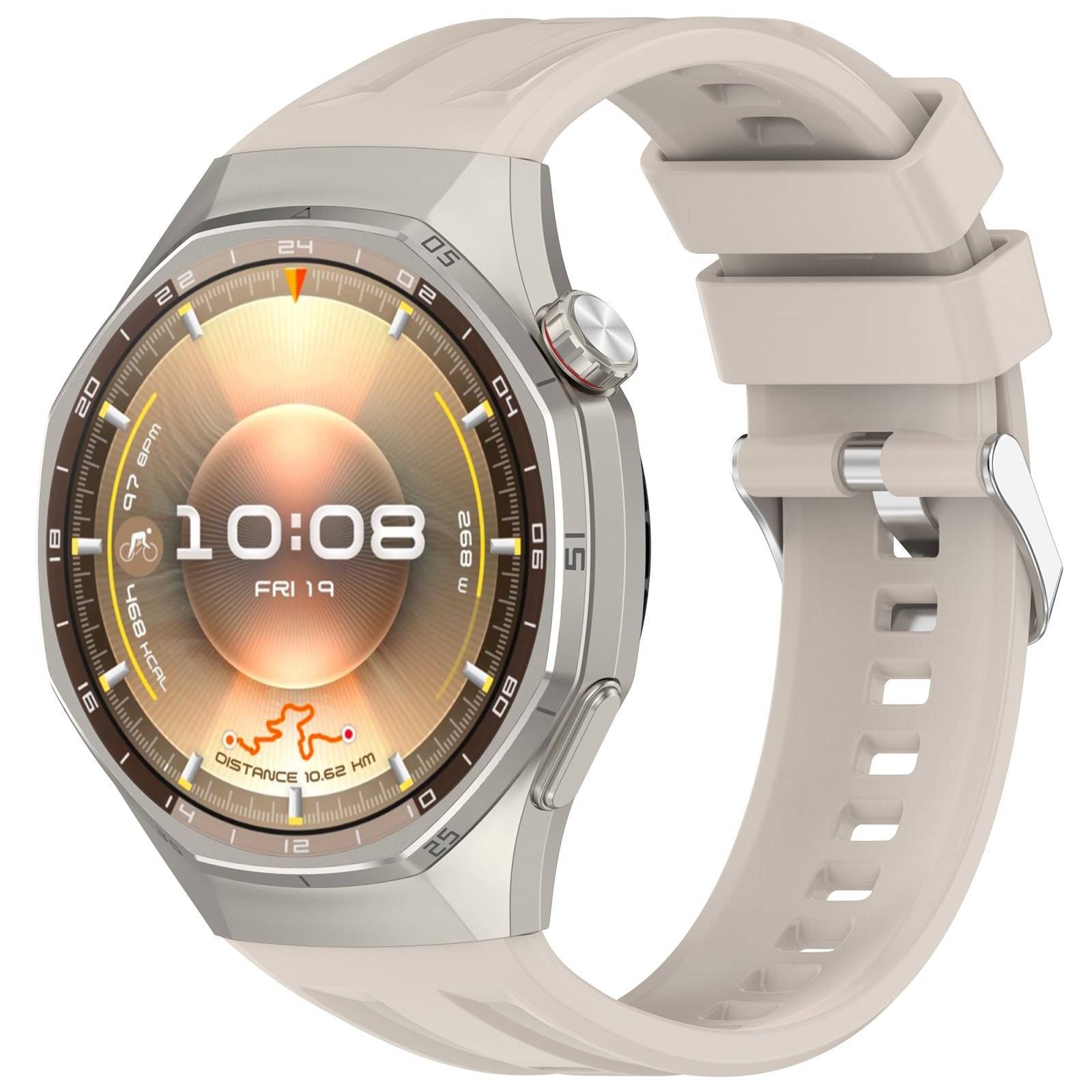 Nahtloses Silikon-Uhrenarmband kompatibel mit Huawei GT6 Pro - Mehrere Farben verfügbar Beige