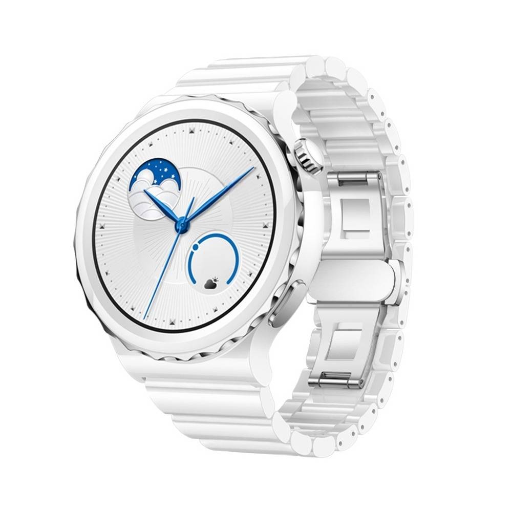 20mm Keramik Uhrenarmband - Kompatibel mit Huawei GT5Pro/Buds & Samsung Galaxy Watch Serie Silver+White