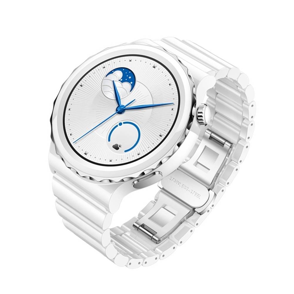 20mm Keramik Uhrenarmband - Kompatibel mit Huawei GT5Pro/Buds & Samsung Galaxy Watch Serie Silver+White