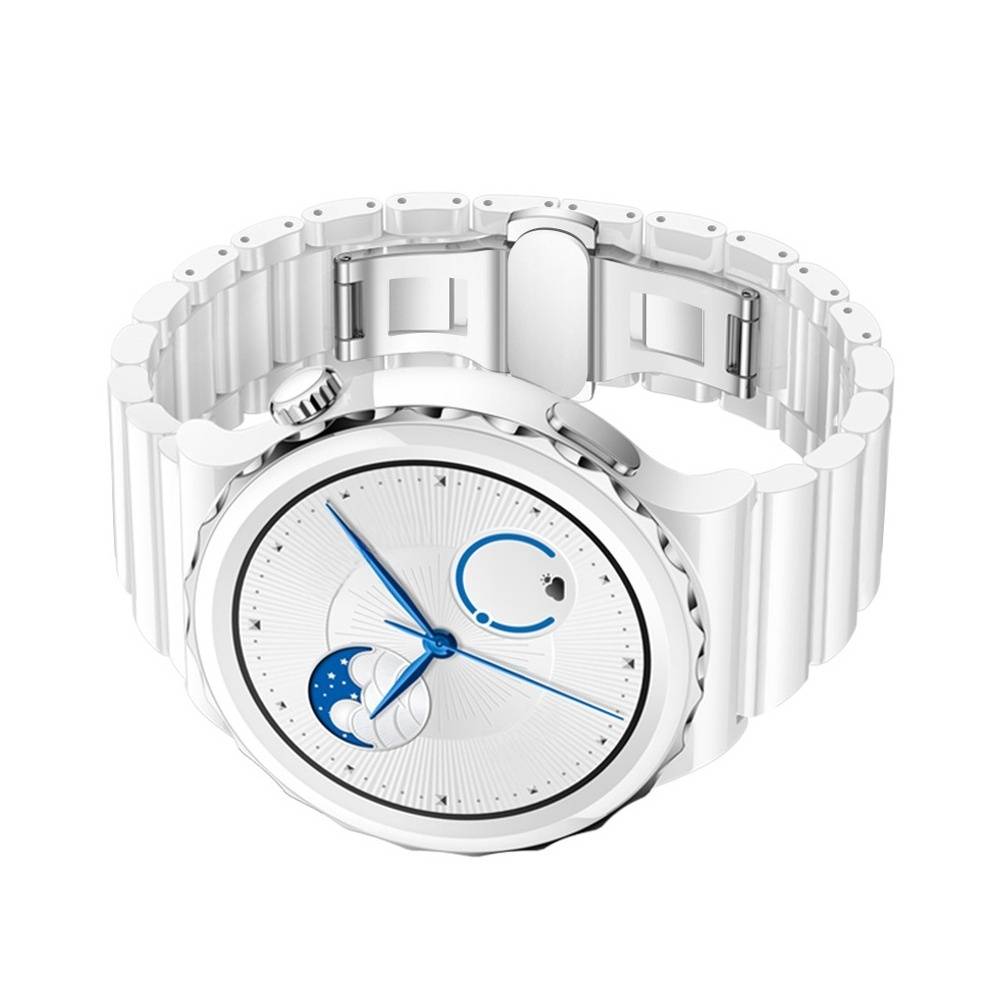 20mm Keramik Uhrenarmband - Kompatibel mit Huawei GT5Pro/Buds & Samsung Galaxy Watch Serie Silver+White
