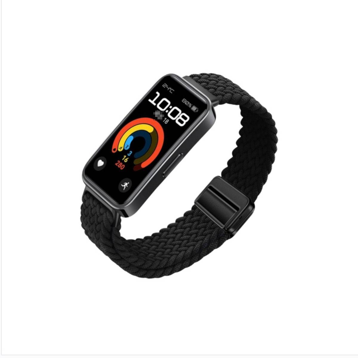 Magnetisches Nylon-Armband kompatibel mit Huawei Band 8/9/10 – Mehrfarbige Optionen Black