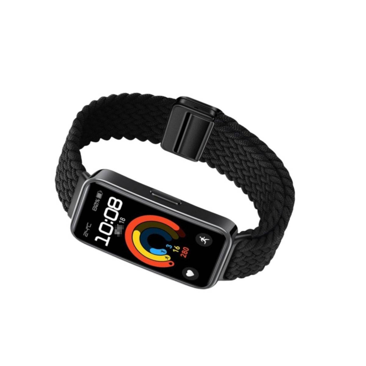 Magnetisches Nylon-Armband kompatibel mit Huawei Band 8/9/10 – Mehrfarbige Optionen Black
