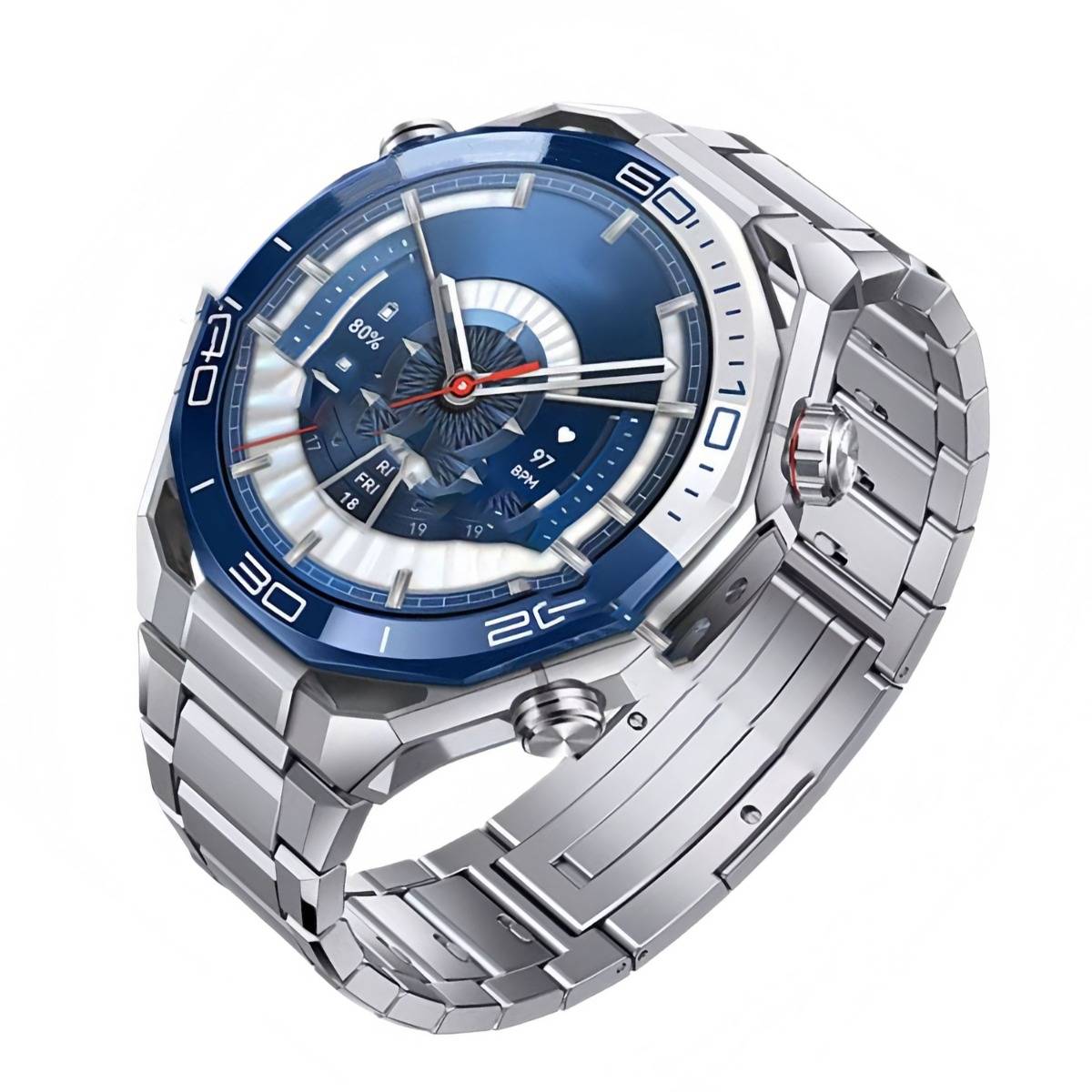 22mm Titan Uhrenarmband mit Butterfly-Schließe kompatibel mit Huawei WATCH Ultimate & GT Serie Silver