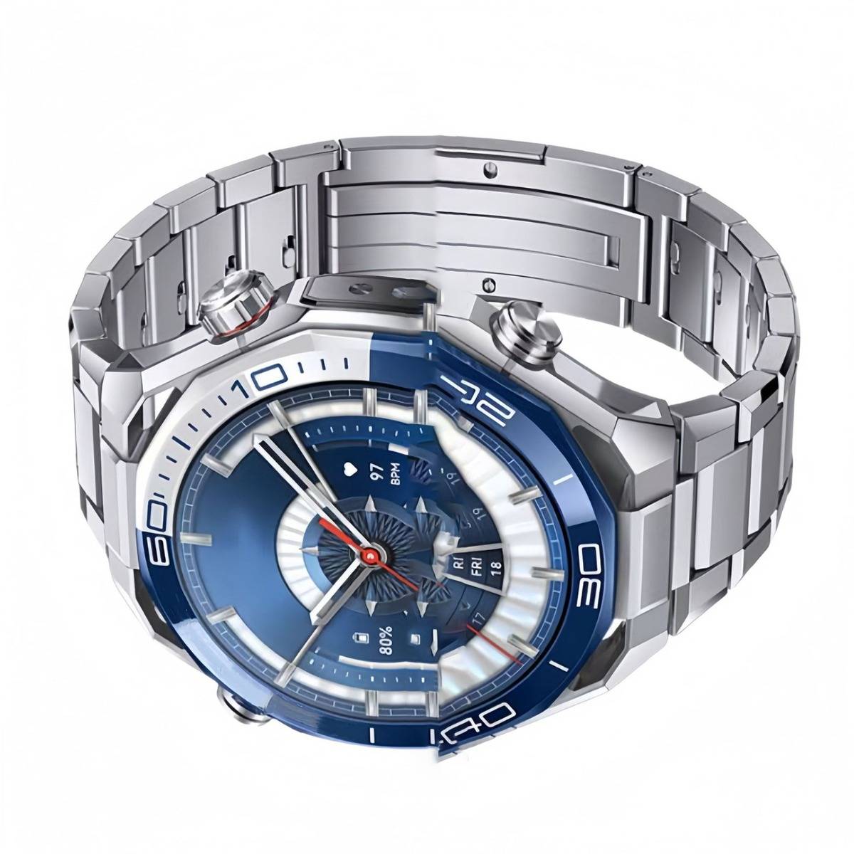 22mm Titan Uhrenarmband mit Butterfly-Schließe kompatibel mit Huawei WATCH Ultimate & GT Serie Silver