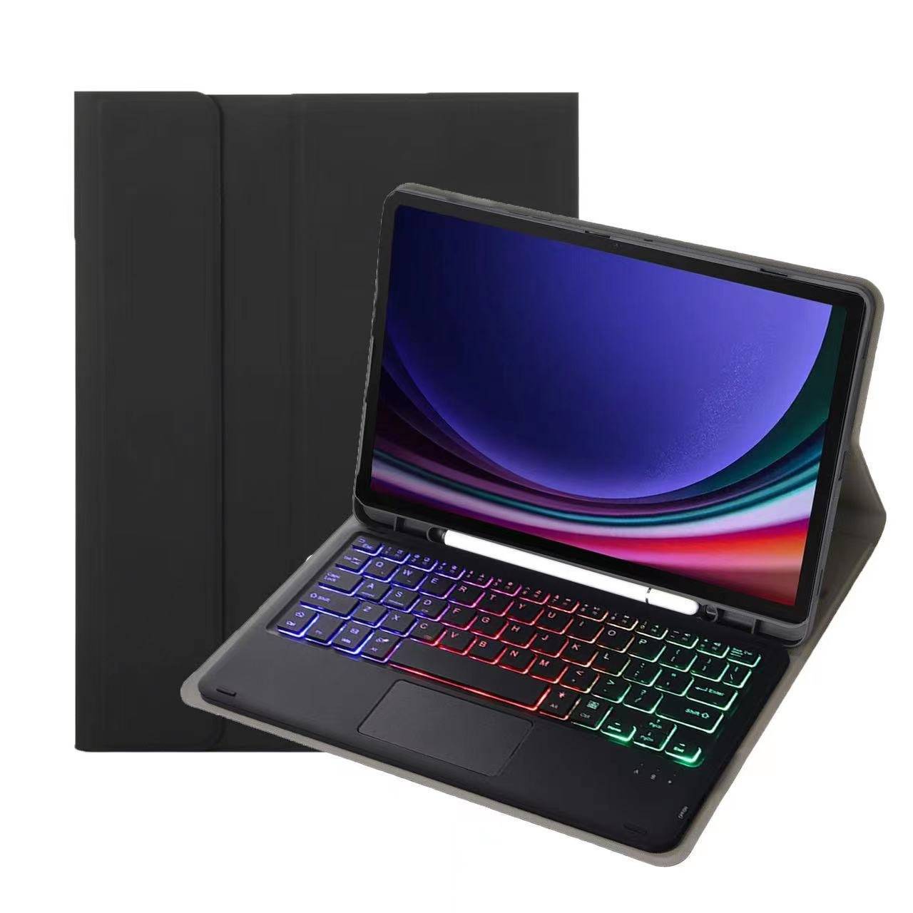 Bluetooth-Tastaturhülle mit Touchpad und Hintergrundbeleuchtung – Kompatibel mit Samsung Galaxy Tab S7 FE 5G 12,4 Zoll