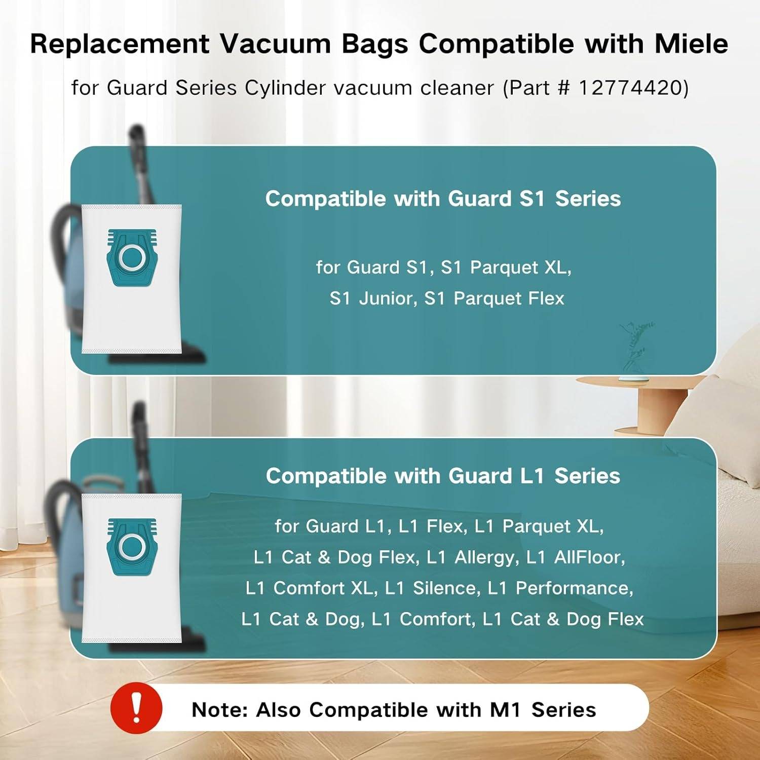 12er-Pack Staubsaugerbeutel, kompatibel mit der Miele Guard Serie