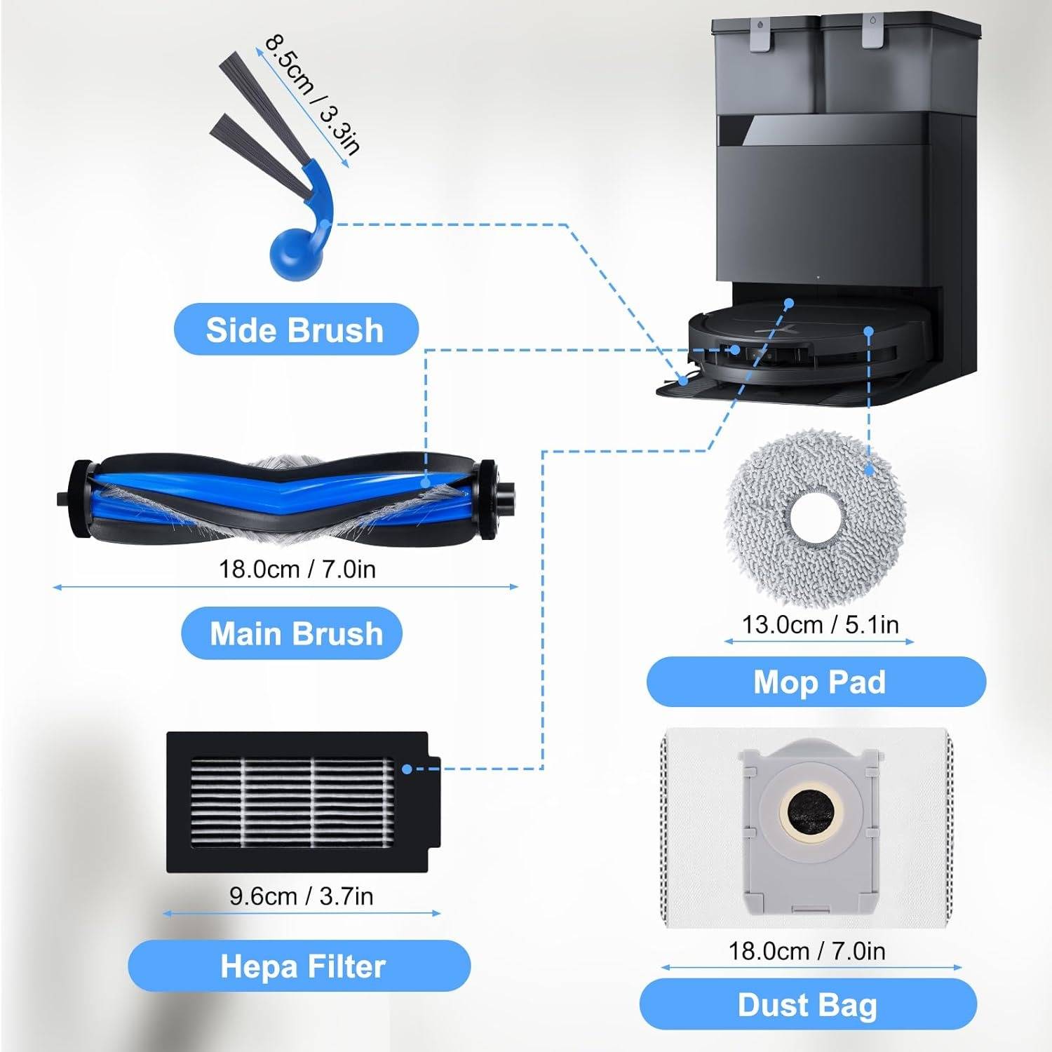 ECOVACS DEEBOT T30C Omni Staubsauger Ersatzteil-Set, kompatibel mit ECOVACS